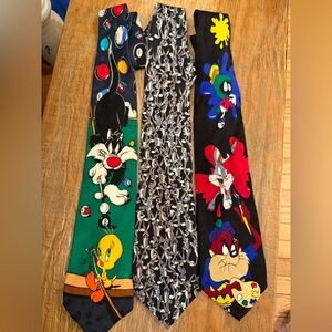 Warner Bros. Looney Tunes Colorful 3 Tie Collection Bugs Bunny Sylvester